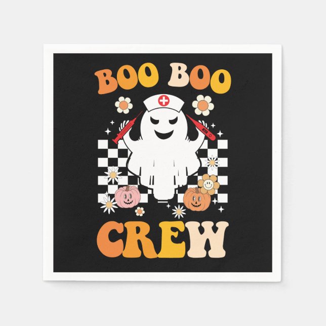 Groovy Halloween Boo Boo Crew Nurse Ghost Napkin (Front)
