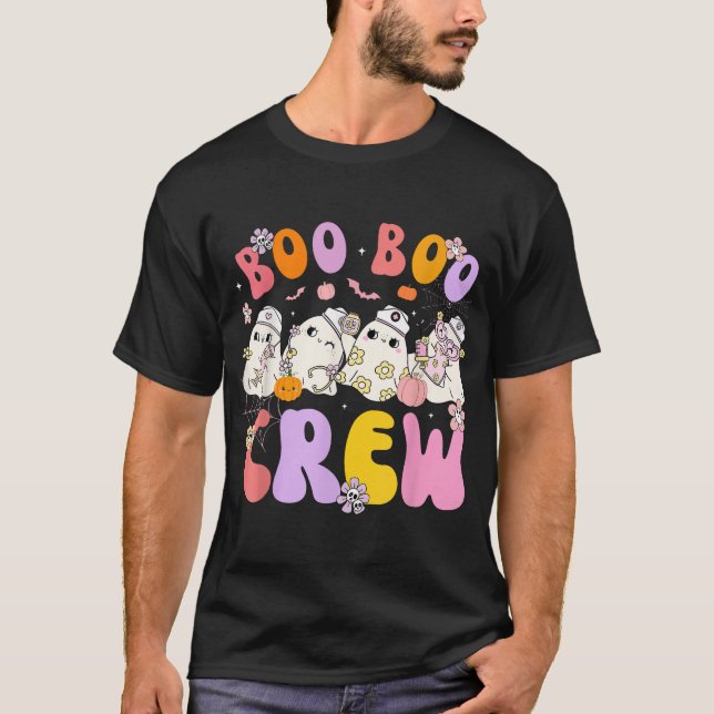 Groovy Halloween Boo Crew Nurse T-Shirt (Front)