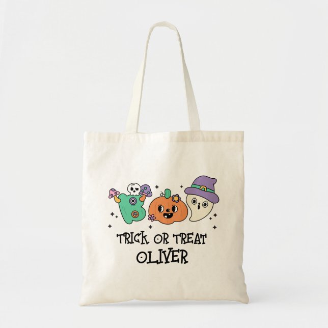 Groovy Halloween Boo Cute Trick or Treat Custom Tote Bag (Front)