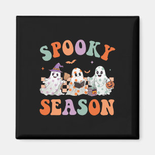 Groovy Halloween Cute Floral Ghost Spooky Season W Magnet