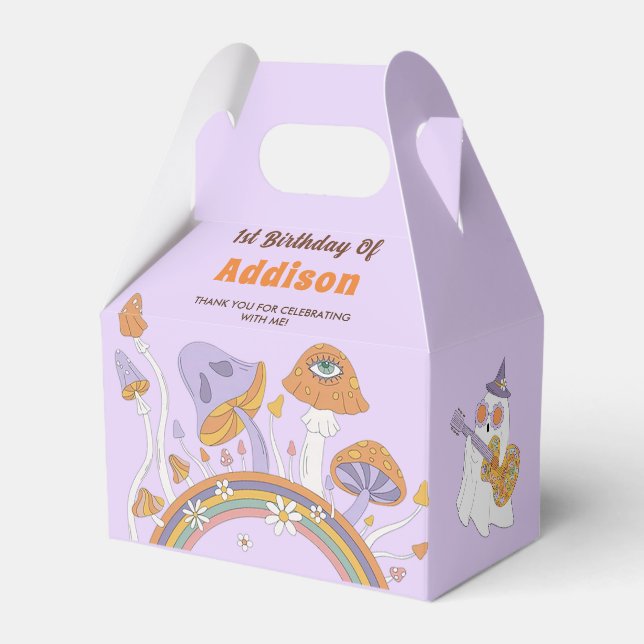 Groovy Halloween Cute Ghost Birthday Party Favour Box (Front Side)