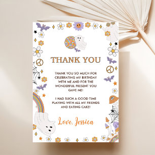 Groovy Halloween Cute Ghost Thank You Card