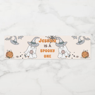 Groovy Halloween Cute Spooky Birthday Party Water Bottle Label