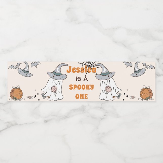 Groovy Halloween Cute Spooky Birthday Party Water Bottle Label (Single Label)