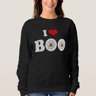 Groovy Halloween Floral Pumpkin I Love Boo Heart Sweatshirt