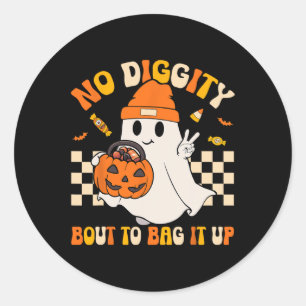 Groovy Halloween Ghost Boo No Diggity Bout to Bag  Classic Round Sticker