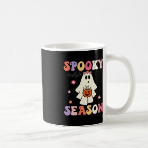 Groovy Halloween Ghost Holding Pumpkin Spooky Seas Coffee Mug