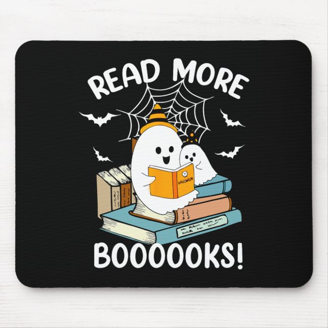 Groovy Halloween Ghost Read More Boooooks Libraria Mouse Pad (Front)