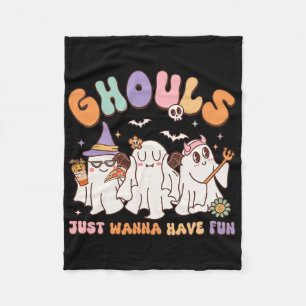 Groovy Halloween Ghouls Just Wanna Have Fun Dancin Fleece Blanket