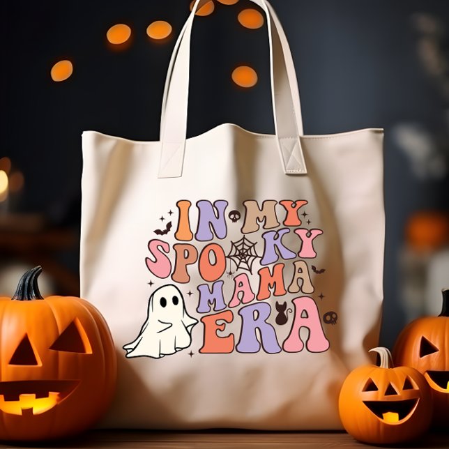 GROOVY HALLOWEEN IN MY SPOOKY MAMA ERA  TOTE BAG (FUNNY GROOVY HALLOWEEN IN MY SPOOKY MAMA ERA OUTFIT FOR MOM DURING HALLOWEEN OR AUTUMN)