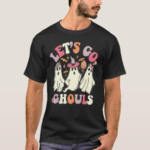 Groovy Halloween Let's Go Ghouls Retro Floral Ghos T-Shirt