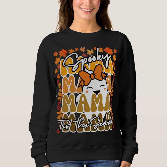 Groovy Halloween Mama  fall cute ghost f funny hal Sweatshirt (Front)