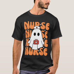 Groovy Halloween Nurse Ghost Funny Nursing Costume T-Shirt