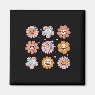 Groovy Halloween Smile Face Disco Retro Pumpkin Sk Magnet