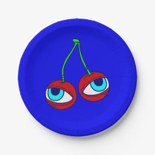 groovy halloween spooky cherry fruit eyes quirky paper plate