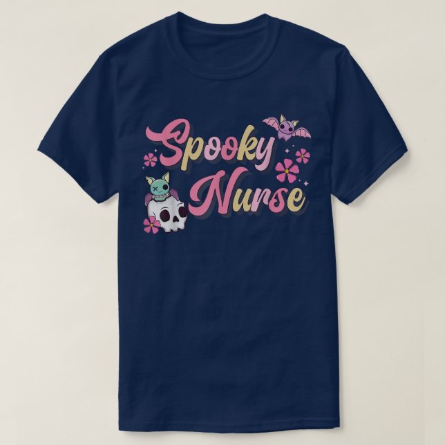 Groovy Halloween Spooky Nurse Nursing Halloween Co T-Shirt (Design Front)