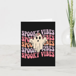 Groovy Halloween Spooky Vibes Retro Floral Ghost C Card