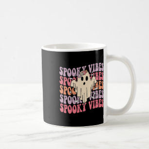 Groovy Halloween Spooky Vibes Retro Floral Ghost C Coffee Mug