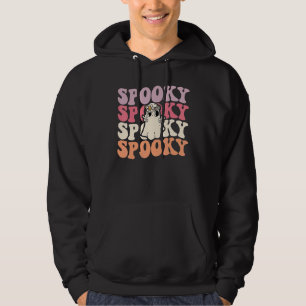 Groovy Halloween Spooky Vibes Retro Floral Ghost C Hoodie