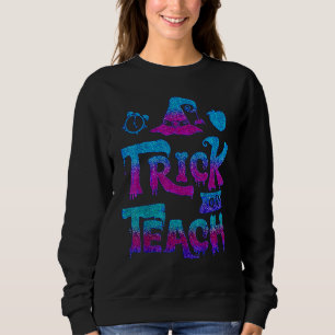 Groovy Halloween Trick or Teach Retro Floral Ghost Sweatshirt