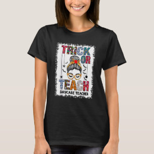 Groovy Halloween Trick or Teach Retro Floral Ghost T-Shirt