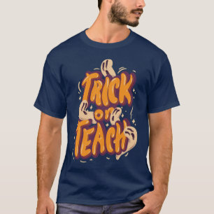 Groovy Halloween Trick or Teach Retro Floral Ghost T-Shirt