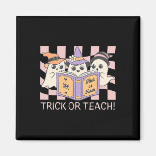 Groovy Halloween Trick or Teach Retro Ghost Teache Magnet