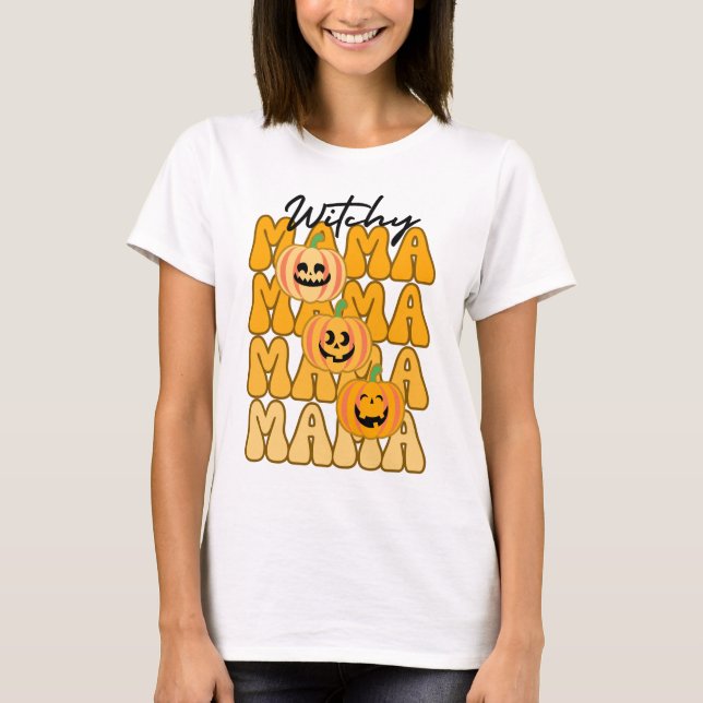 Groovy Halloween Witchy Mama funny halloween T-Shirt (Front)