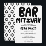 Groovy Handlettering Custom BAR Mitzvah Bold Stars Invitation<br><div class="desc">Perfect card to announce a bar mitzvah! Hand made art for you with handlettering on the front and a pattern on the back side! FULLY CUSTOMIZABLE! Click on “Personalise” above to edit the text. Click "edit using design tool" to adjust the fonts, colours and placements and to delete the back...</div>