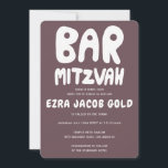 Groovy Handlettering Custom Bar Mitzvah Burgundy  Invitation<br><div class="desc">Perfect card to announce a bar mitzvah! Hand made art for you with handlettering on the front and back side! FULLY CUSTOMIZABLE! Click on “Personalise” above to edit the text. Click "edit using design tool" to adjust the fonts, colours and placements and to delete the back side design if you...</div>