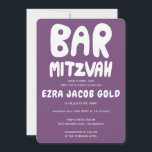 Groovy Handlettering Custom Bar Mitzvah Purple Invitation<br><div class="desc">Perfect card to announce a bar mitzvah! Hand made art for you with handlettering on the front and back side! FULLY CUSTOMIZABLE! Click on “Personalise” above to edit the text. Click "edit using design tool" to adjust the fonts, colours and placements and to delete the back side design if you...</div>
