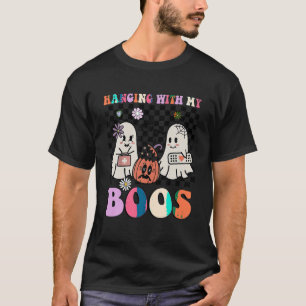 Groovy Hanging With Boos Halloween Cute Ghost Spoo T-Shirt