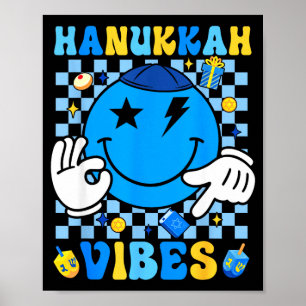 Groovy Hanukkah Vibes Chanukah Pajama Happy Hanukk Poster