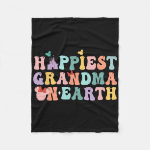 Groovy Happiest Grandma On Earth Fleece Blanket