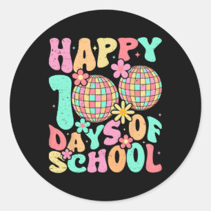Groovy Happy 100 Days Of School Disco Kids Teacher Classic Round Sticker