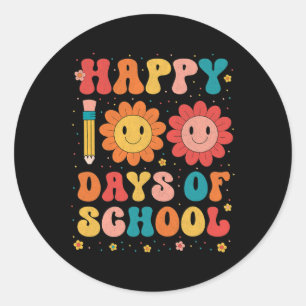 Groovy Happy 100 Days Of School Teacher 100th Day Classic Round Sticker