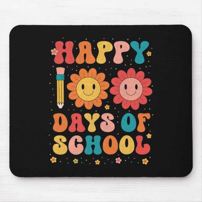 Groovy Happy 100 Days Of School Teacher 100th Day  Mouse Pad (Front)