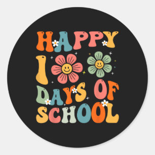 Groovy Happy 100th Day Student Cute Kids 100 Days Classic Round Sticker