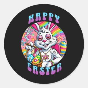 Groovy Happy Easter Bunny Smoking Weed Funny Classic Round Sticker