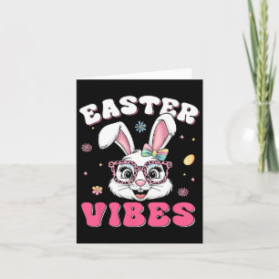 Groovy Happy Easter Cute Bunny Rabbit Face Womens Card