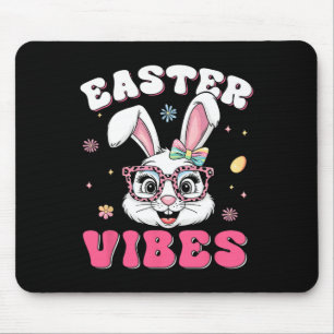 Groovy Happy Easter Cute Bunny Rabbit Face Womens  Mouse Pad