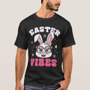 Groovy Happy Easter Cute Bunny Rabbit Face Womens T-Shirt