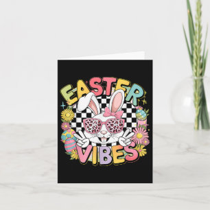 Groovy Happy Easter Vibes Bunny Women Girls  Card