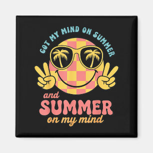 Groovy Happy Face Summer Vibes Got Mind On Summer Magnet