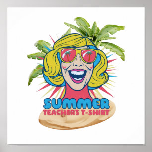Groovy Happy Face Summer Vibes Poster for Teachers