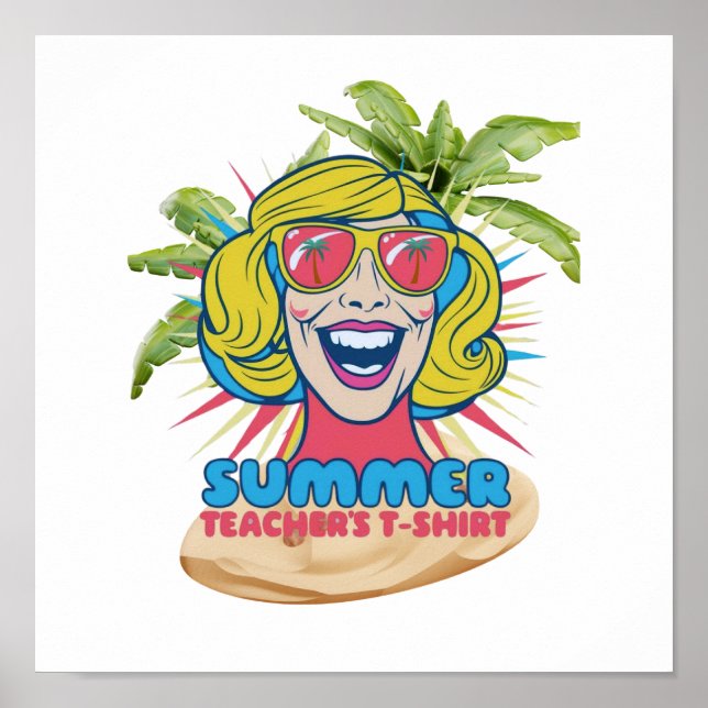 Groovy Happy Face Summer Vibes Poster for Teachers (Front)