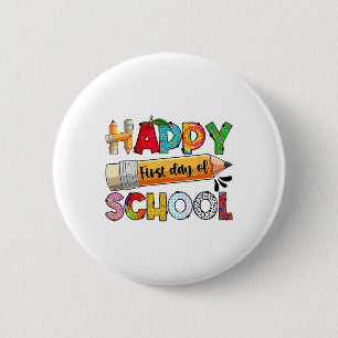 Groovy Happy First Day Of School Back To School St 6 Cm Round Badge
