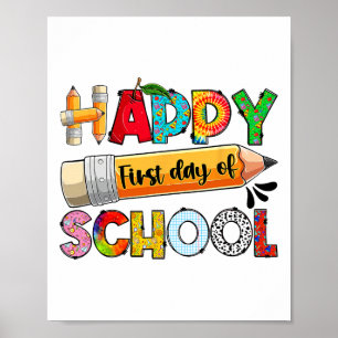 Groovy Happy First Day Of School Back To School St Poster
