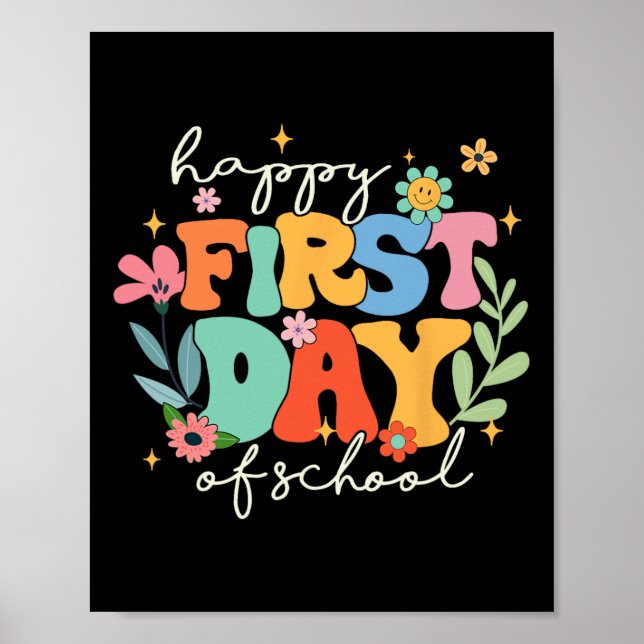 Groovy Happy First Day Of School Back To School Te Poster (Front)