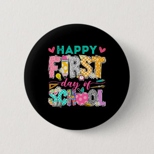 Groovy Happy First Day Of School Ck To School Stud 6 Cm Round Badge